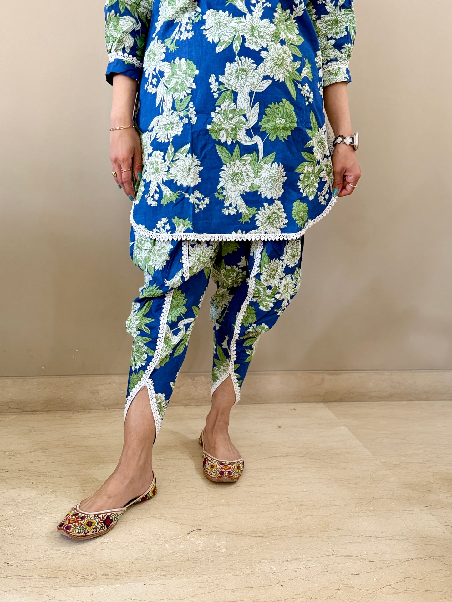 Blue Coord Set with Dhoti Style Pant