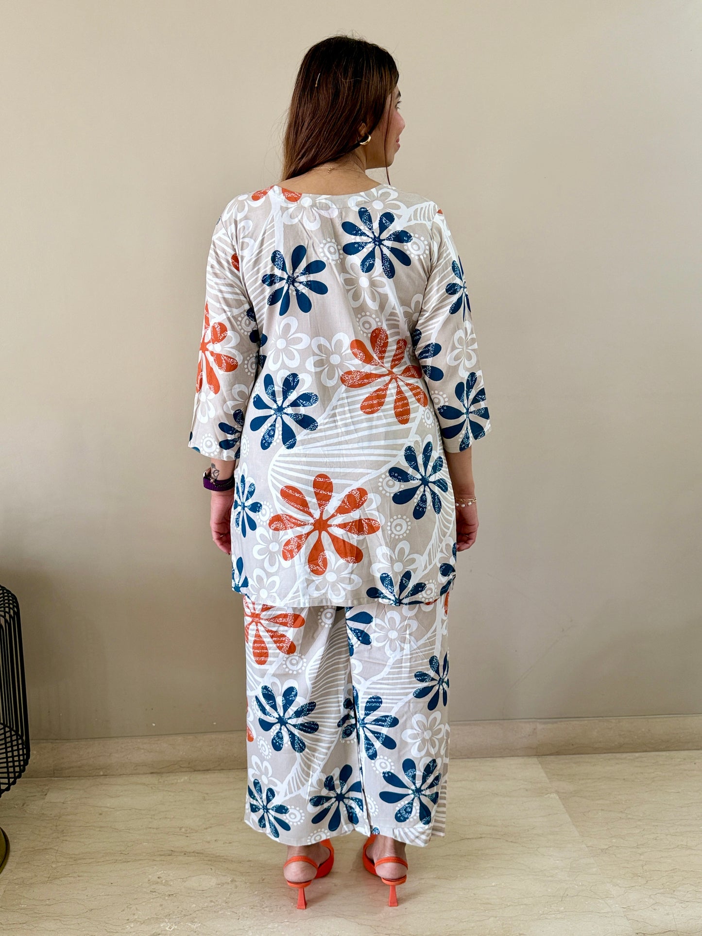 Rayon Light Brown Coord Set with Palazzo