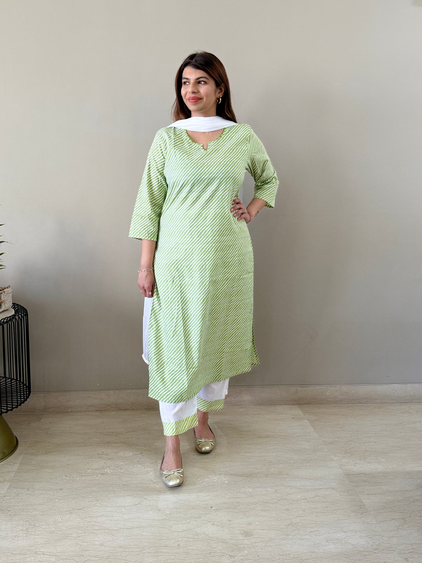 Green Striped Suit Set