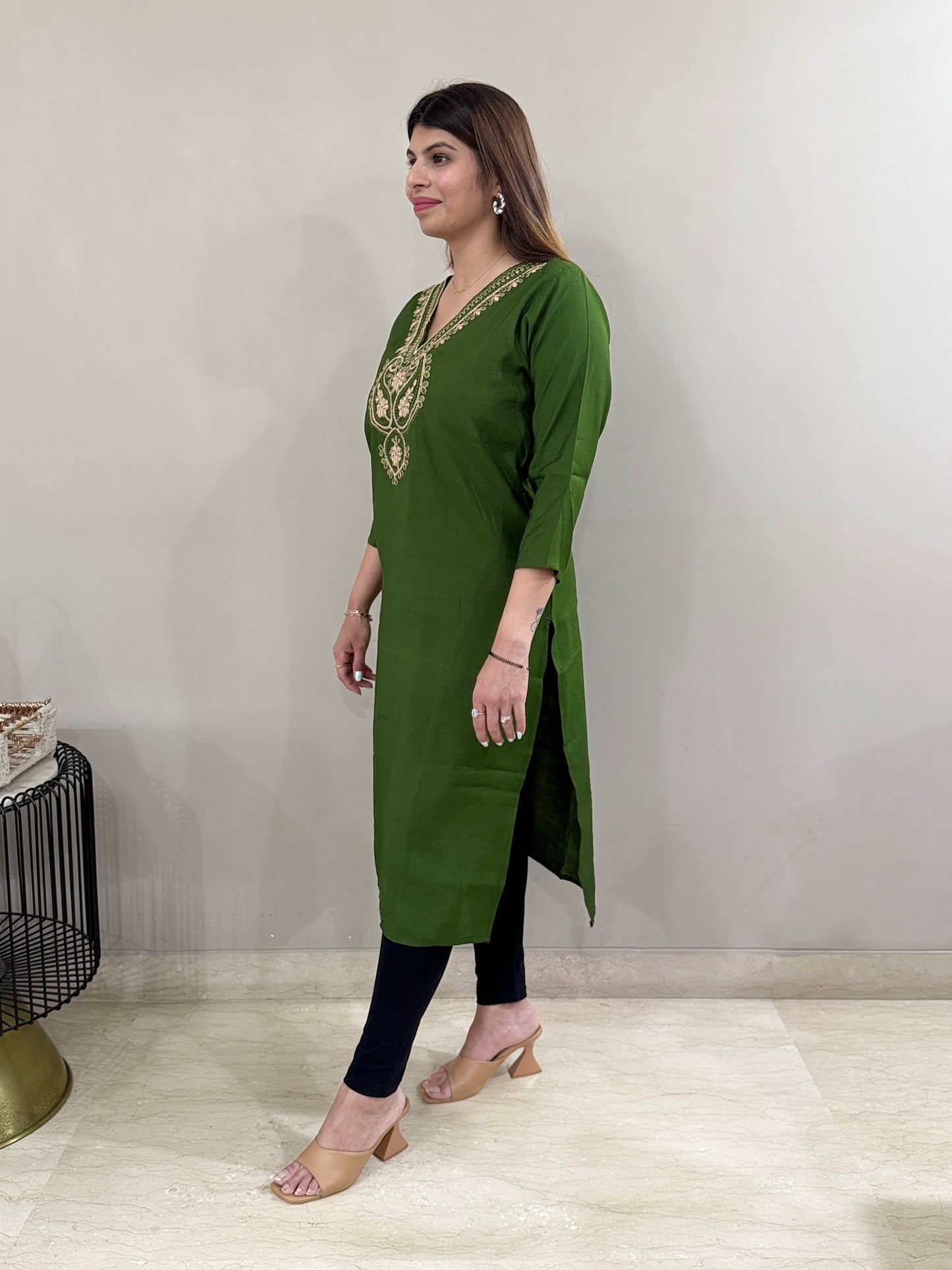 Roman Silk Deep Green Kurti