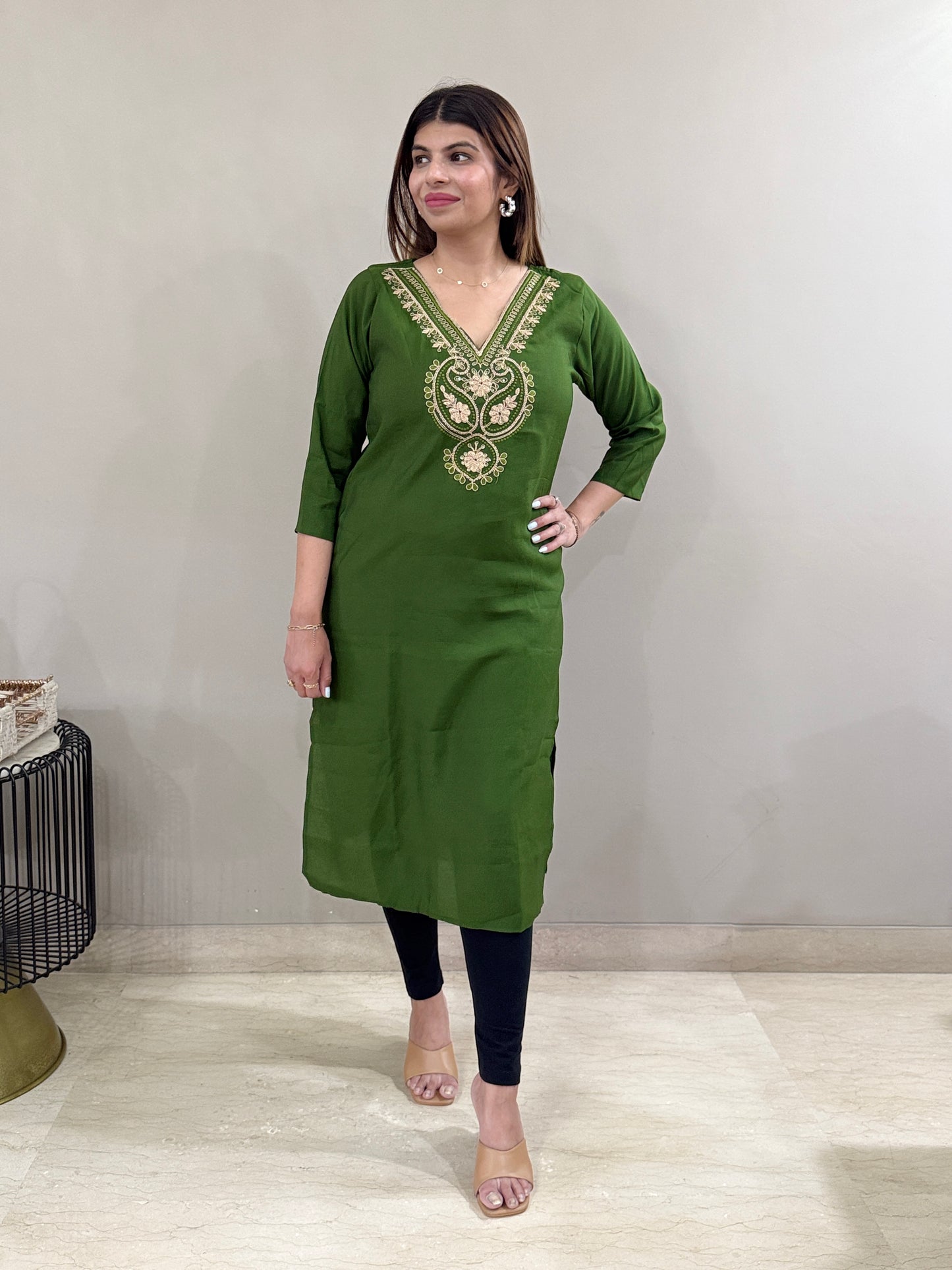 Roman Silk Deep Green Kurti