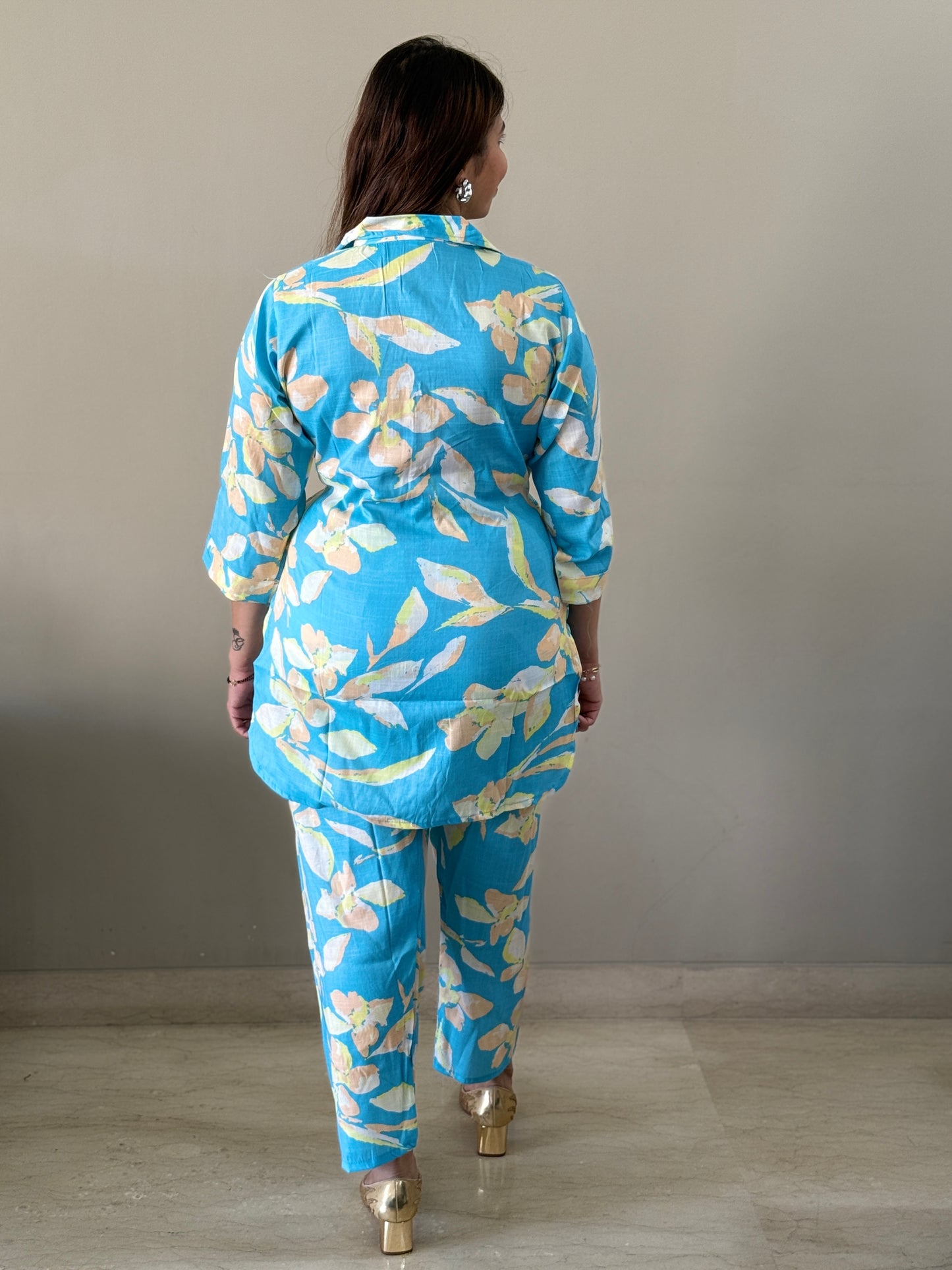 Blended Cotton Blue Floral Coord Set