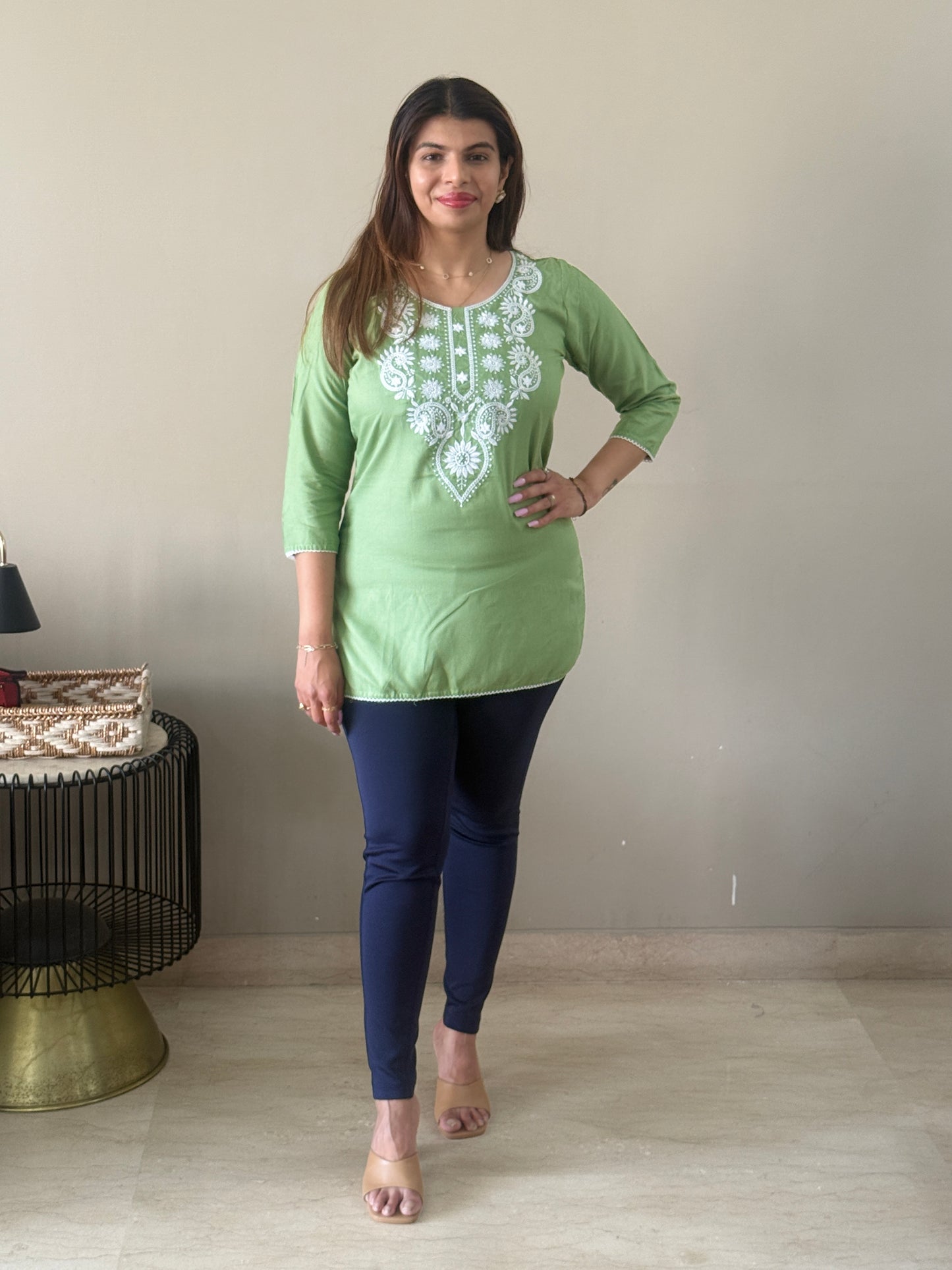 Cotton Green Short Kurti