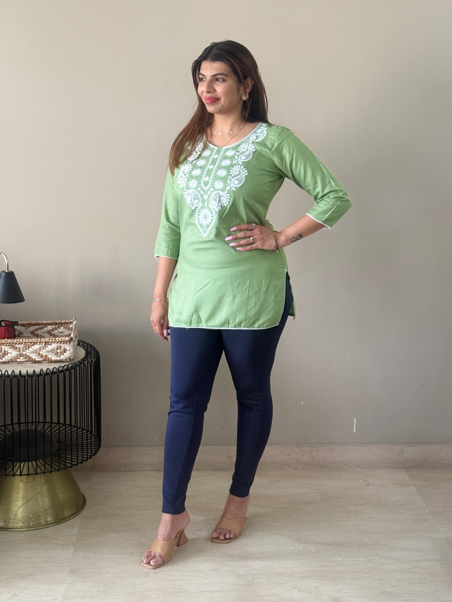 Cotton Green Short Kurti