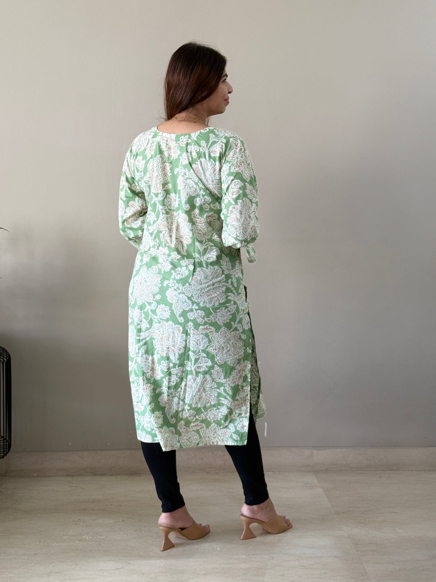 Cotton Green Floral Kurti