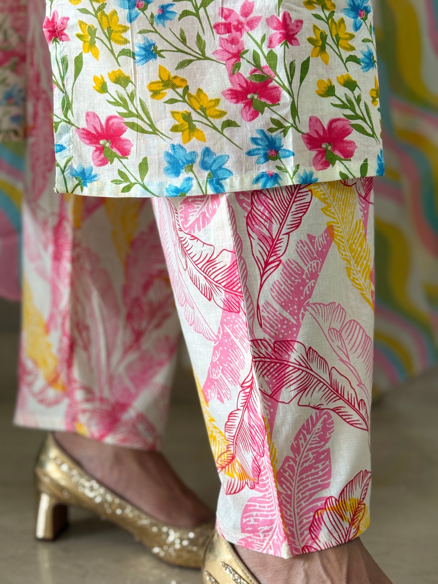 Multicolor cotton floral suit set