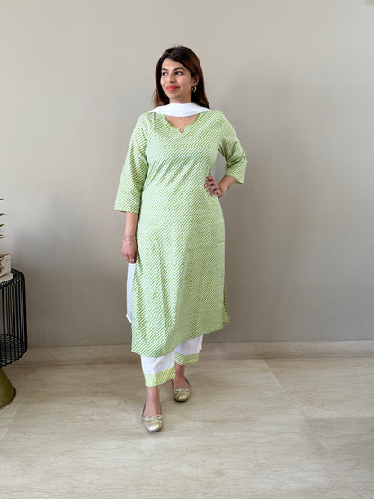 Green Striped Suit Set