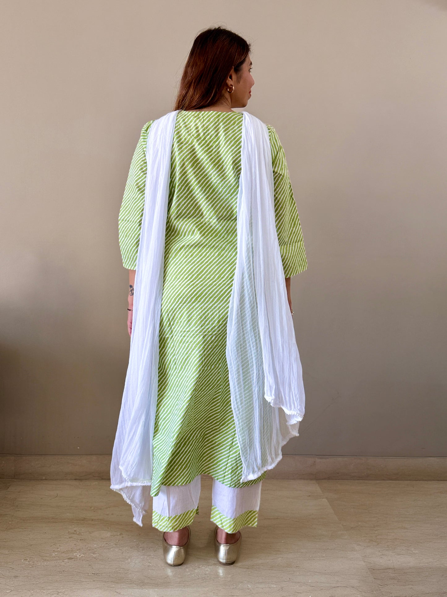 Green Striped Suit Set