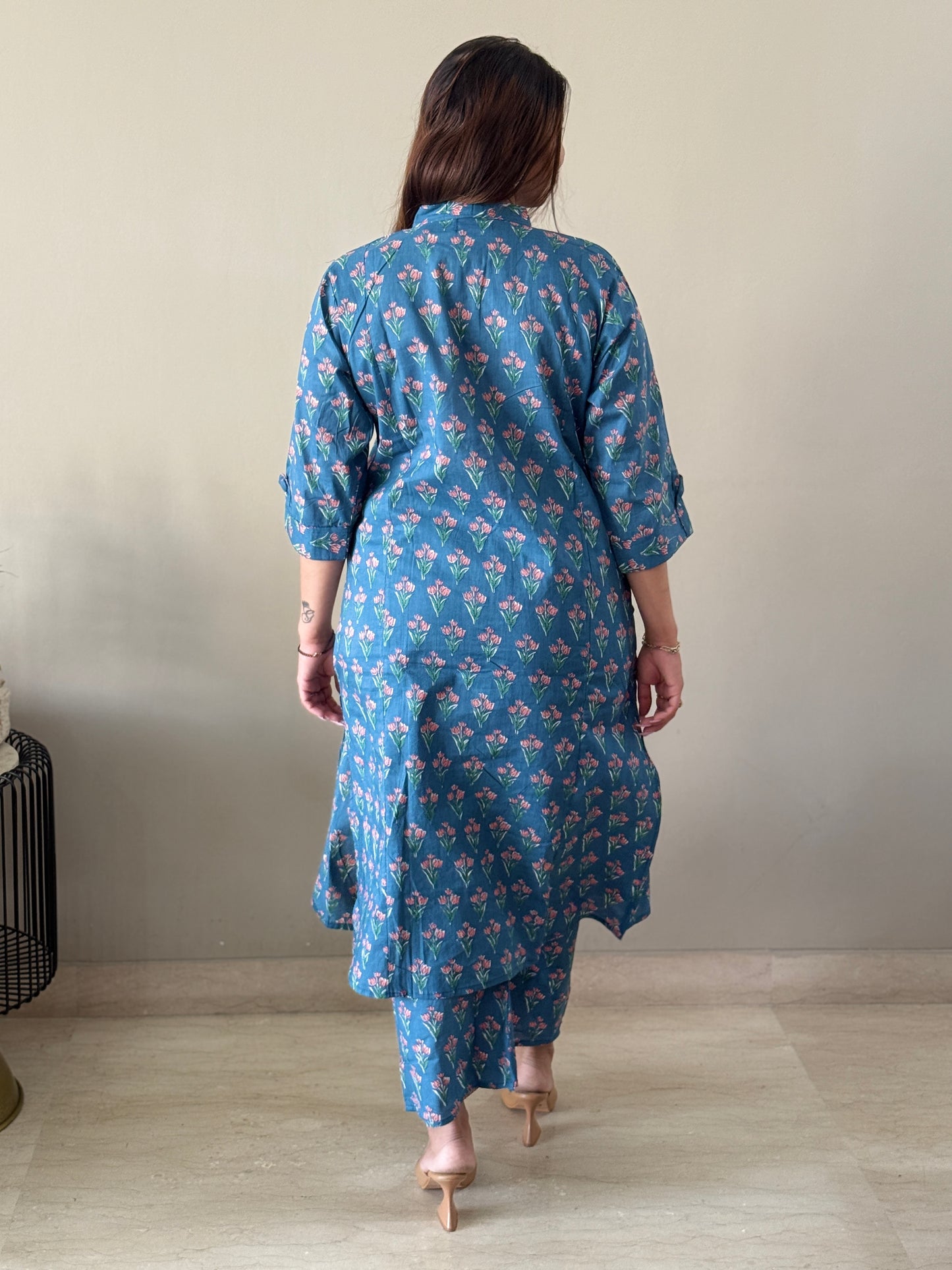 Blue Floral Cotton Coord Set