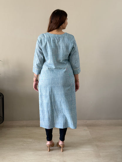 Blue Striped Cotton Kurti