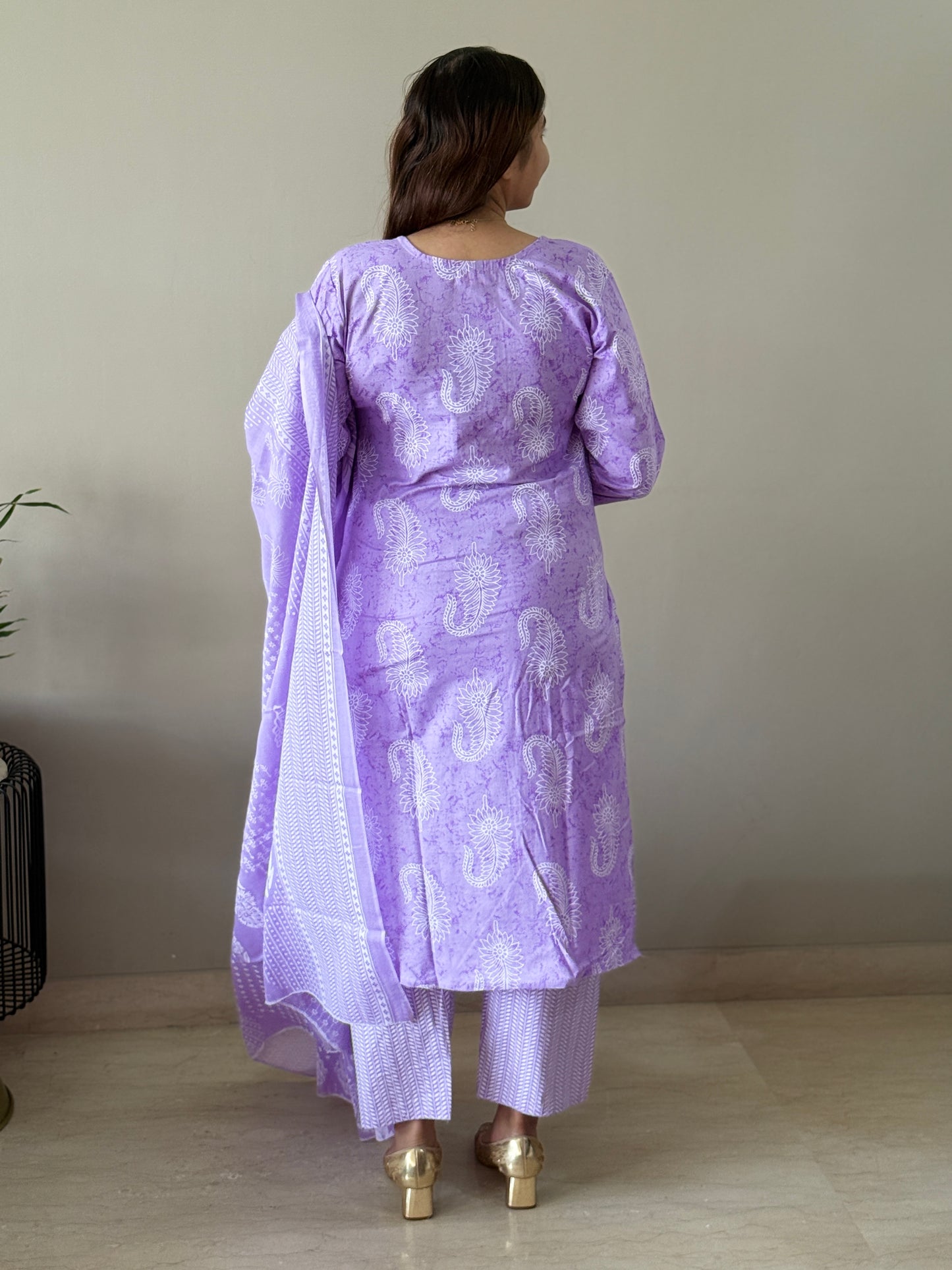 Purple Cotton Suit Set