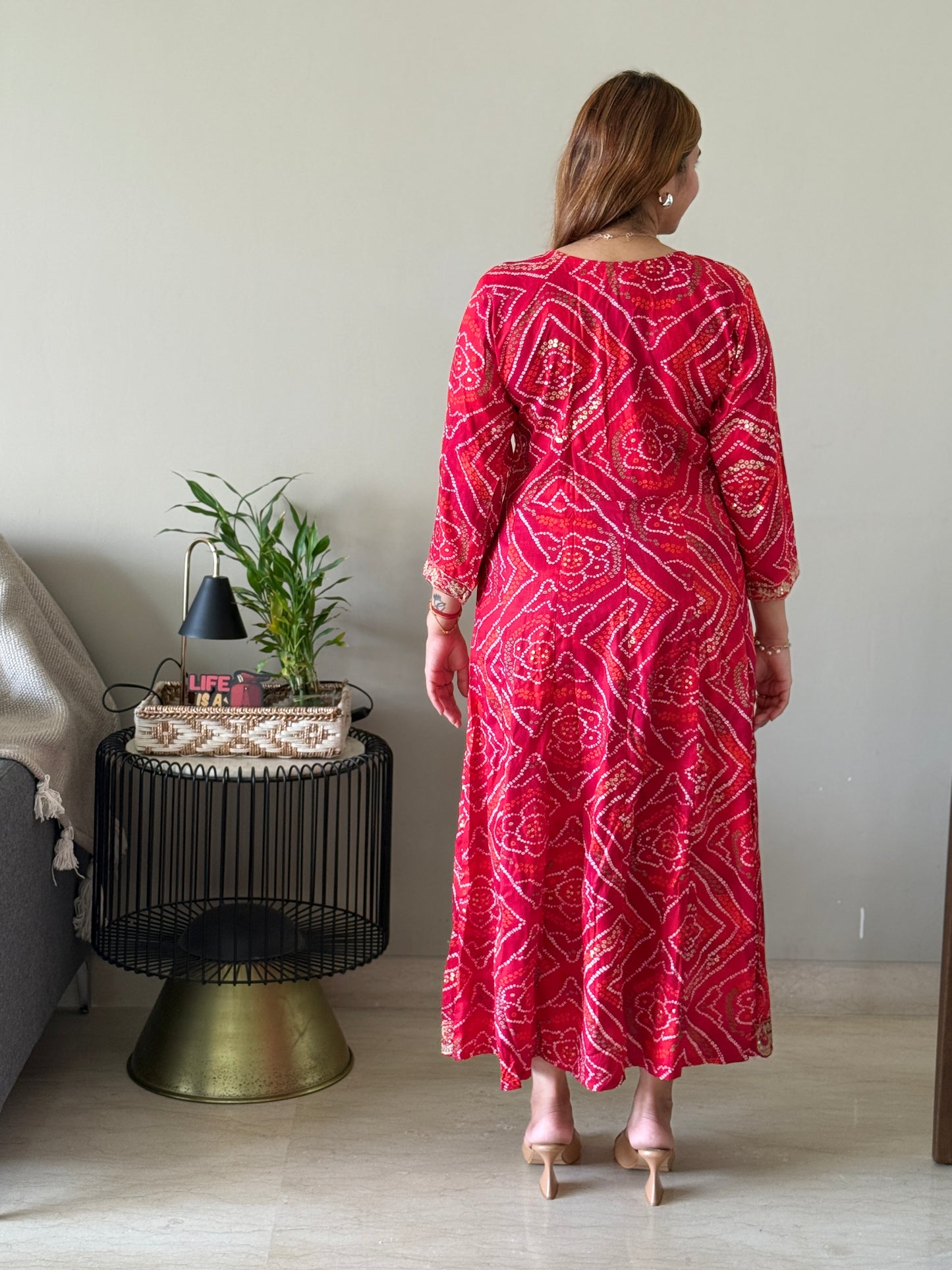 Printed Bandhej Anarkali Kurti