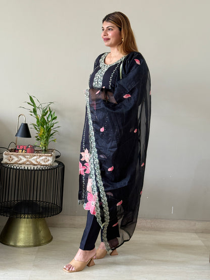 Black Roman Silk Suit