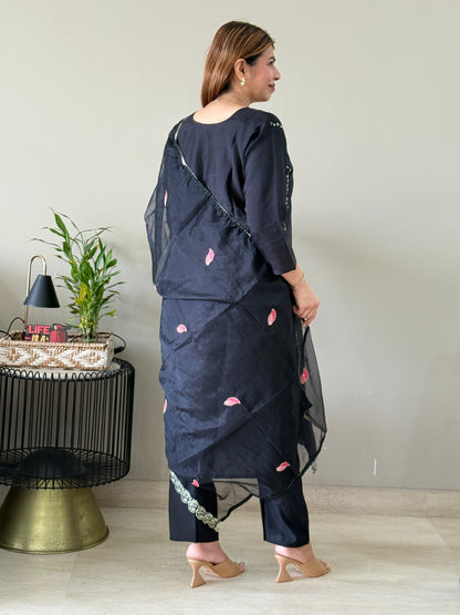 Black Roman Silk Suit