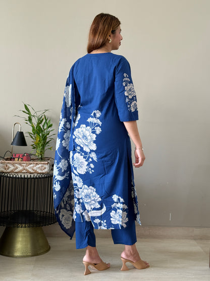 Ink Blue Cotton Suit Set