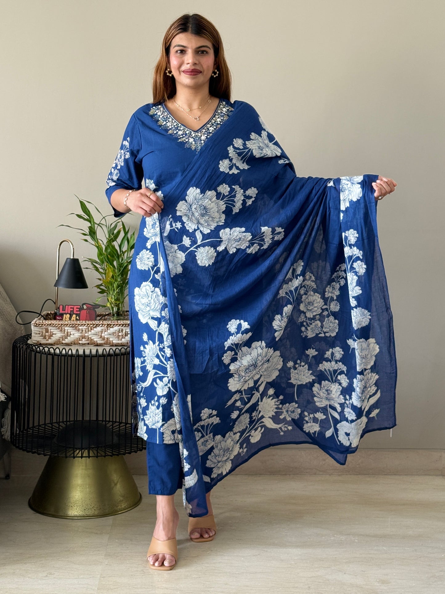 Ink Blue Cotton Suit Set