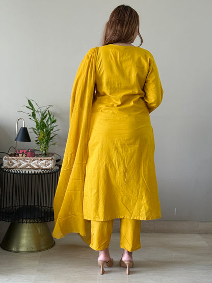 Mustard Yellow Cotton Suit Set