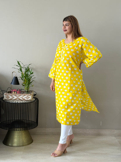 Yellow Cotton Kurti