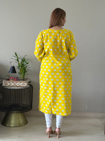 Yellow Cotton Kurti