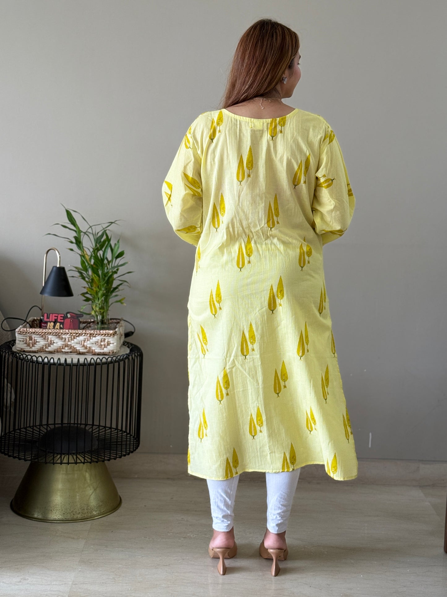 Light Yellow Cotton Kurti
