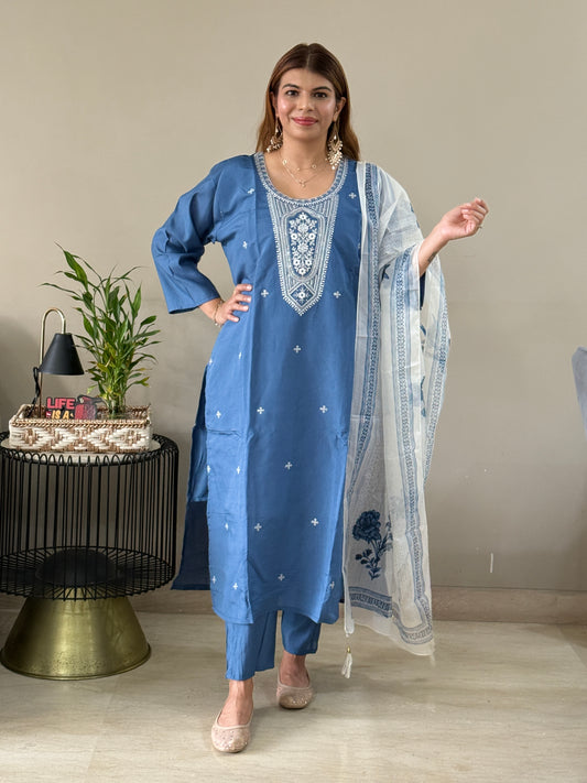 Light Navy Blue 3 Piece Suit Set