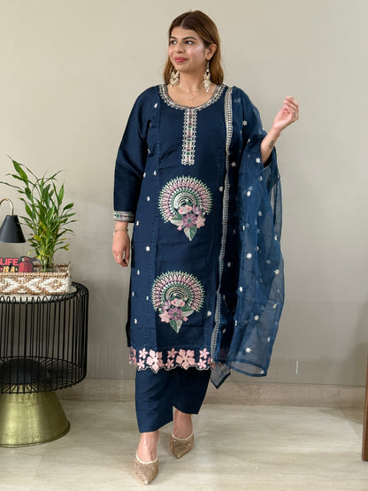 Dark Navy Blue 3 Piece Suit Set