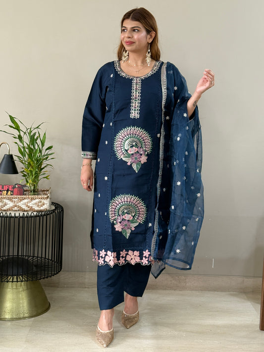 Dark Navy Blue 3 Piece Suit Set