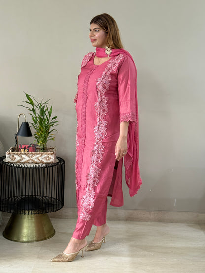 Mauve Floral 3 Piece Suit Set