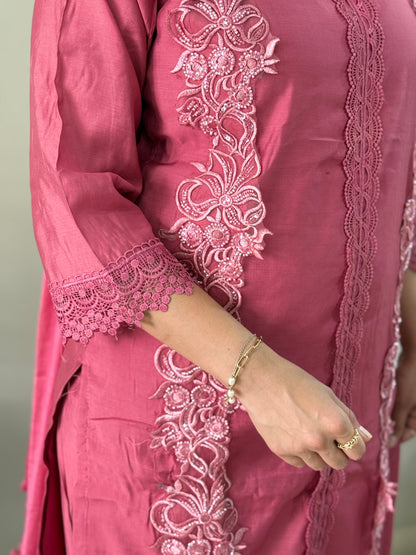 Mauve Floral 3 Piece Suit Set