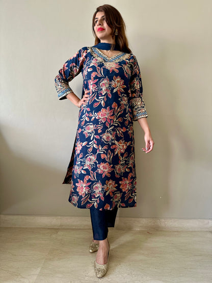 Floral Navy Blue 3 piece set