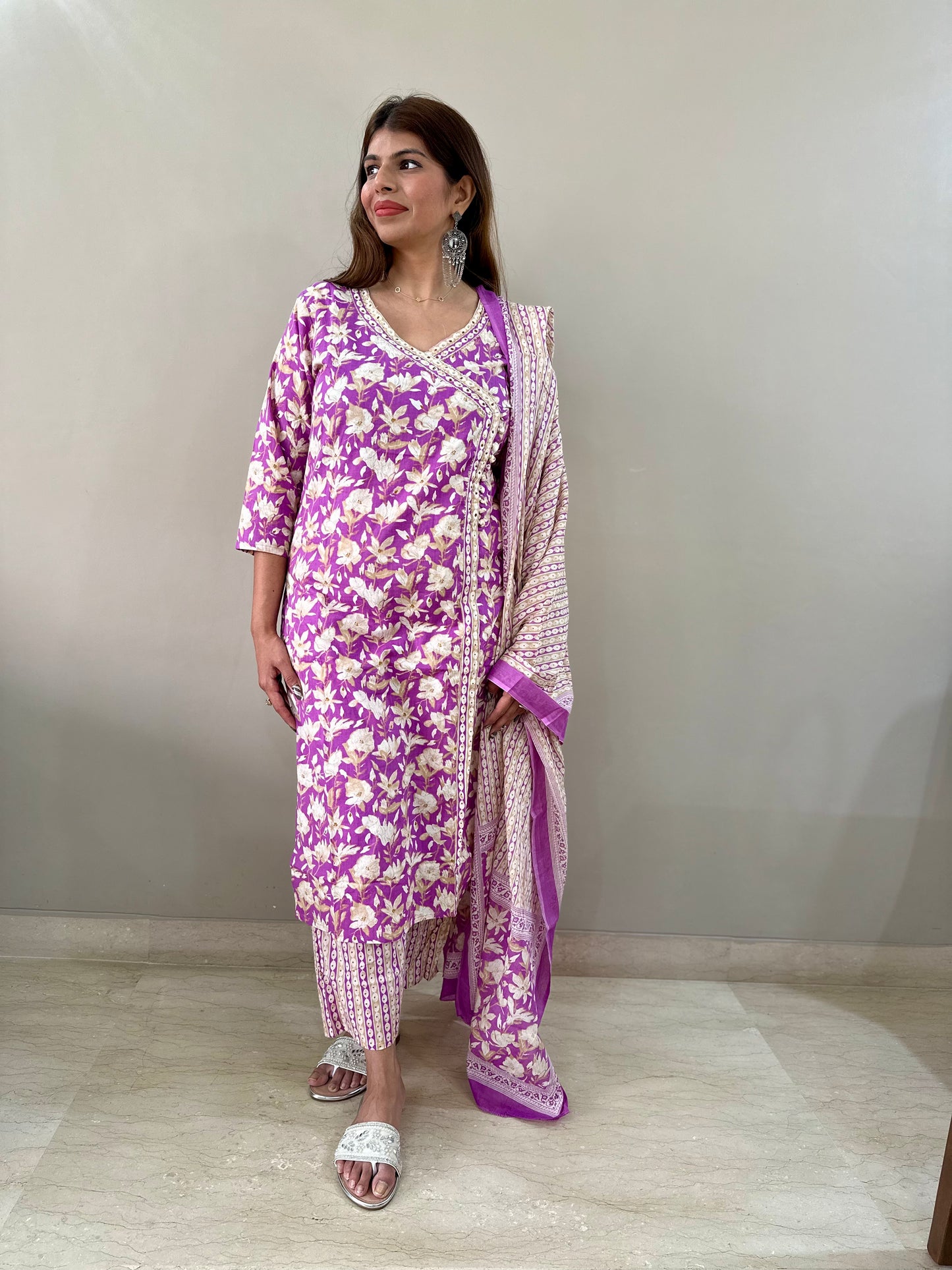 Purple Angrakha 3 piece suit set