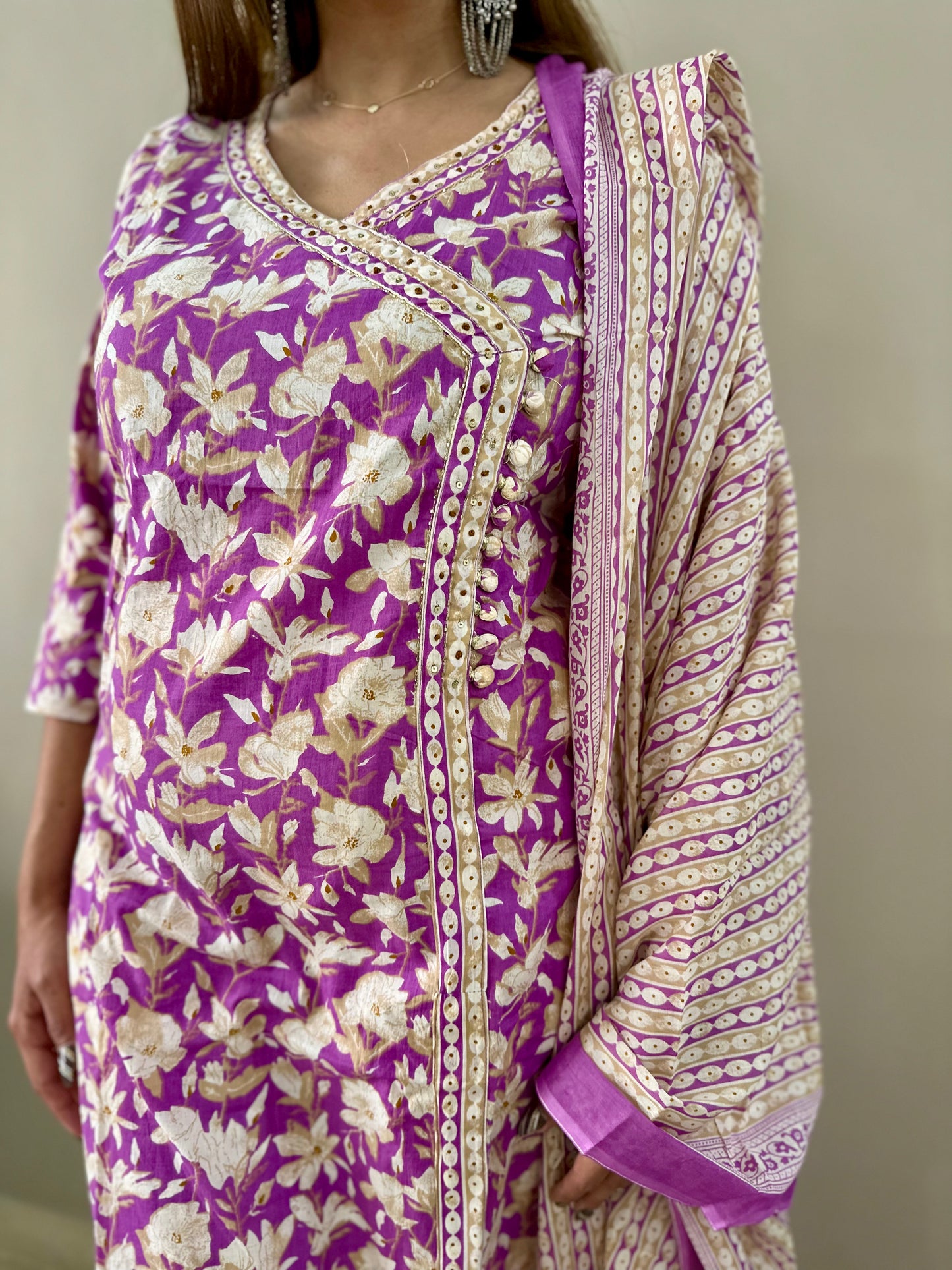 Purple Angrakha 3 piece suit set