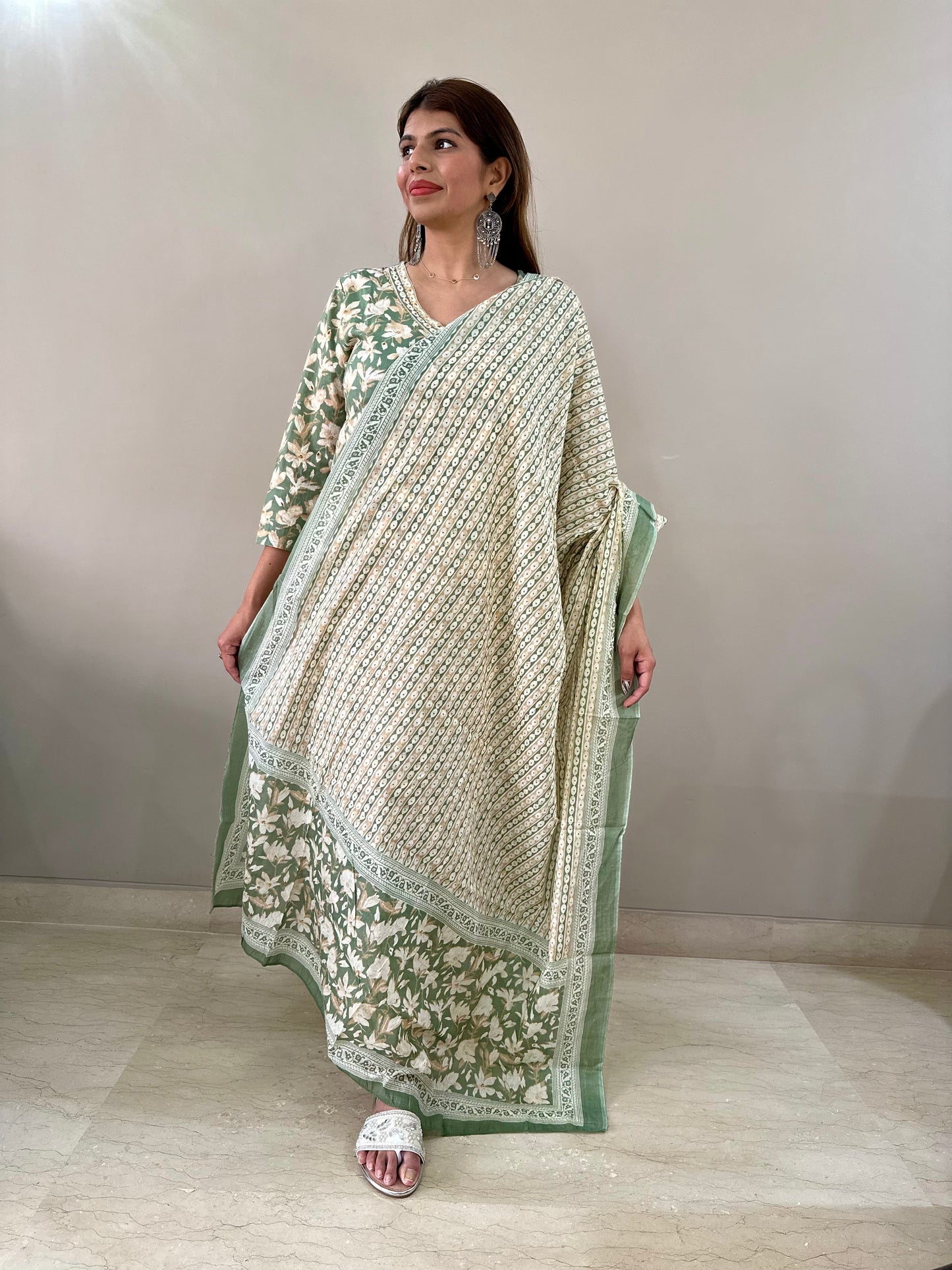 Green Angrakha 3 piece suit set