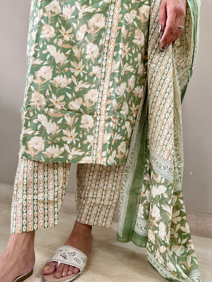 Green Angrakha 3 piece suit set