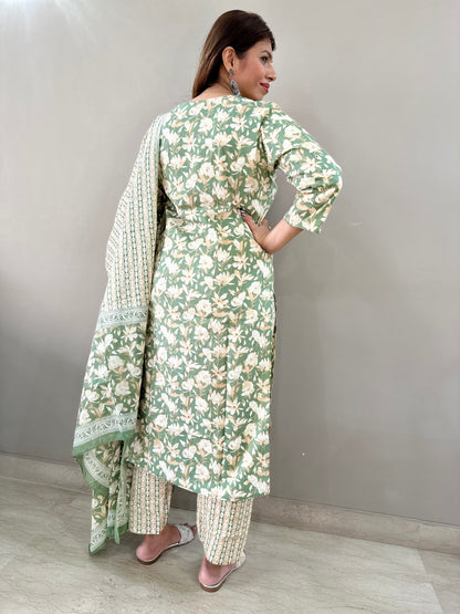 Green Angrakha 3 piece suit set