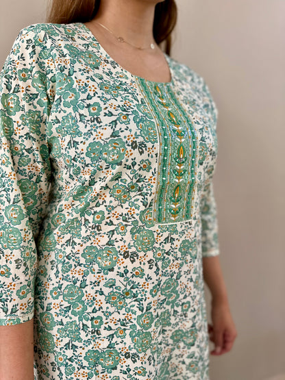 Green Floral Kurti