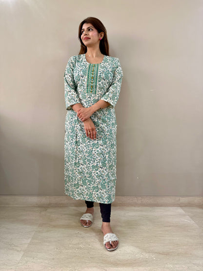 Green Floral Kurti