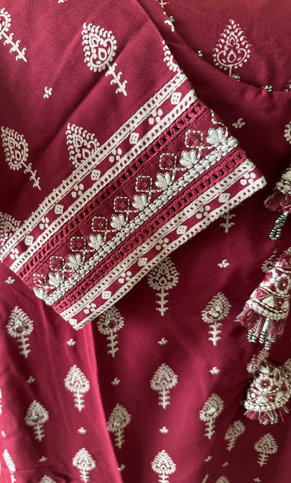 Printed Maroon Kurti