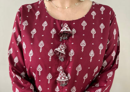 Printed Maroon Kurti