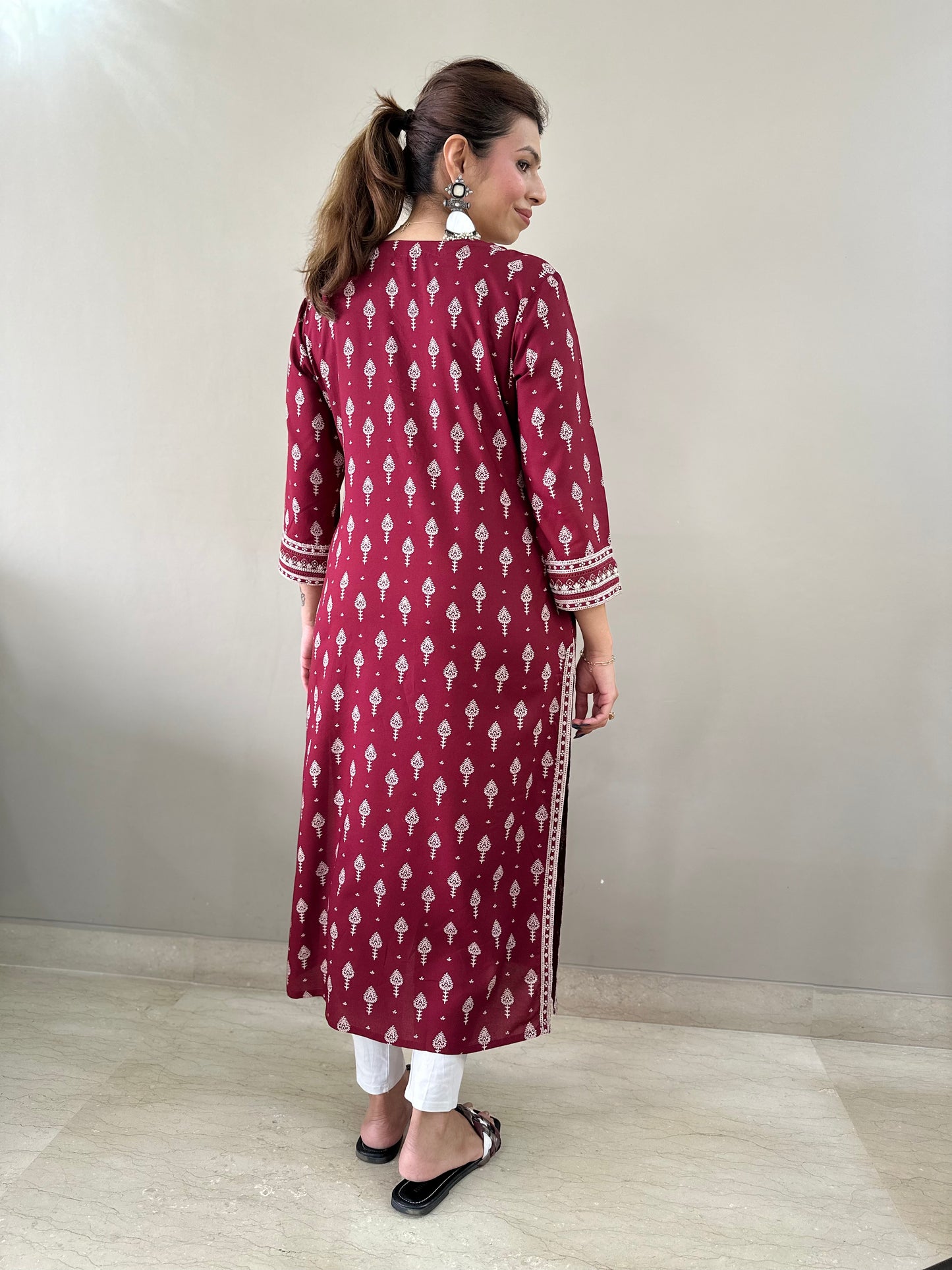 Printed Maroon Kurti